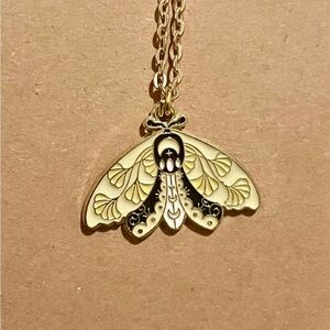 Gold Moth Pendant Necklace - Women Jewelry